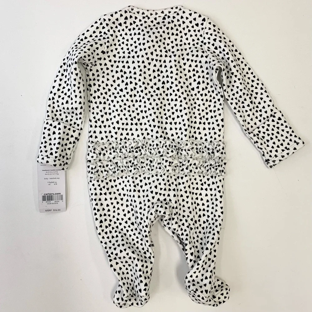 NWT carter’s Long Sleeve Footed Heart Bodysuit nb